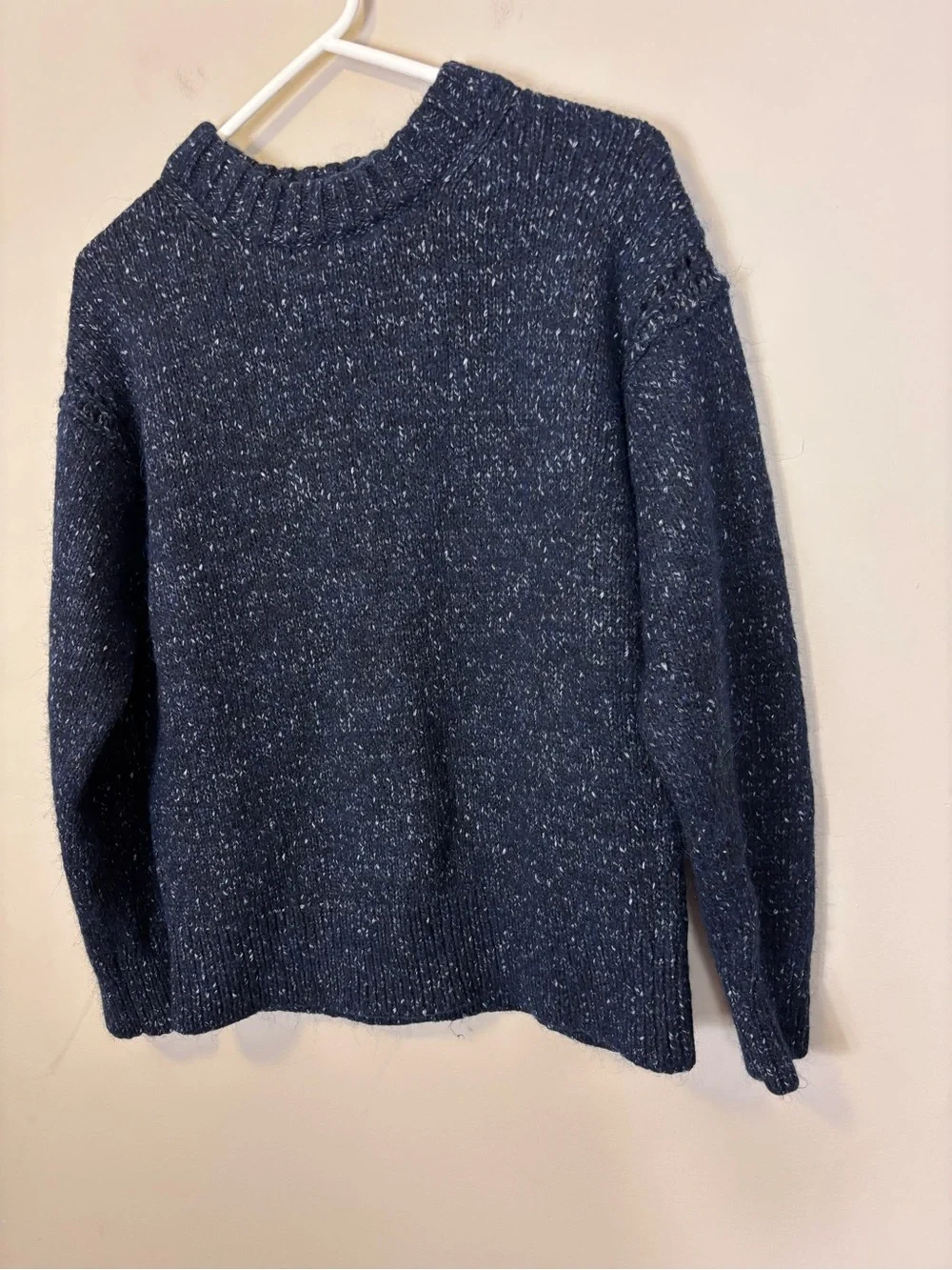 J. Crew Navy Speckle Cotton & Wool Blend Crewneck Pullover Sweater Small